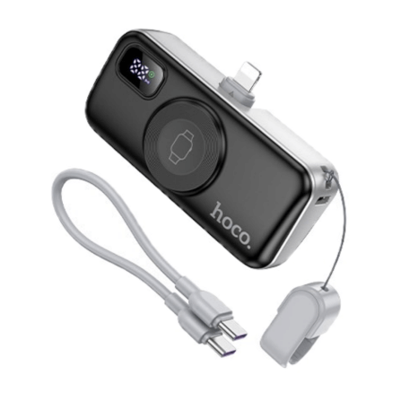 แบตสำรอง HOCO A18I 5000MAH สีดำ แบบ IOS LIGHTNING พร้อมระบบชาร์จไร้สาย APPLE WATCH และ ชาร์จเร็ว PD 20W / QC 3.0_0